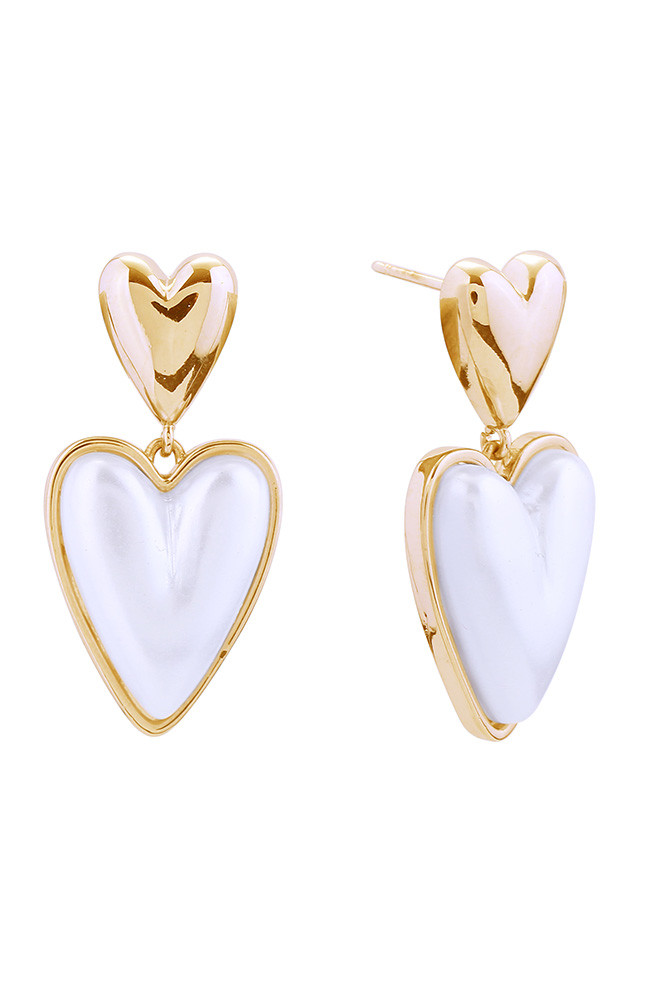 Women's 14K Gold Dipped Duo Loving Heart Stud Earrings in Gold