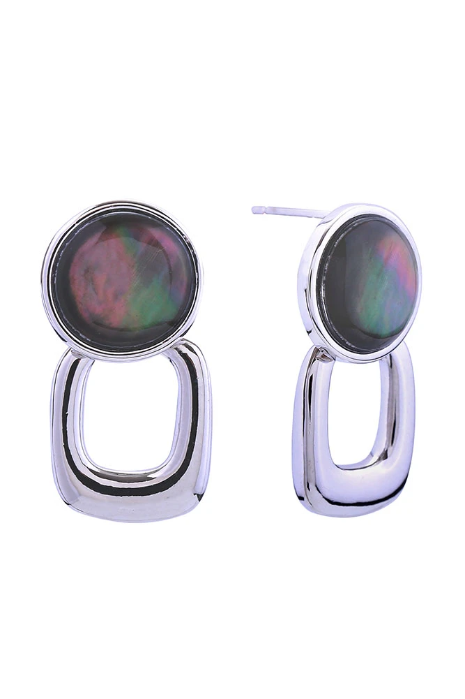 Women's 14K Gold Dipped Square Drop Button Stud Earrings by BURACQ