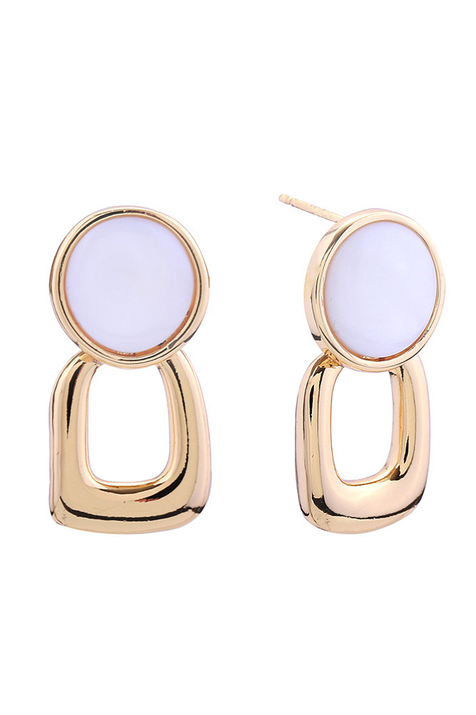 Women's 14K Gold Dipped Square Drop Button Stud Earrings in Gold