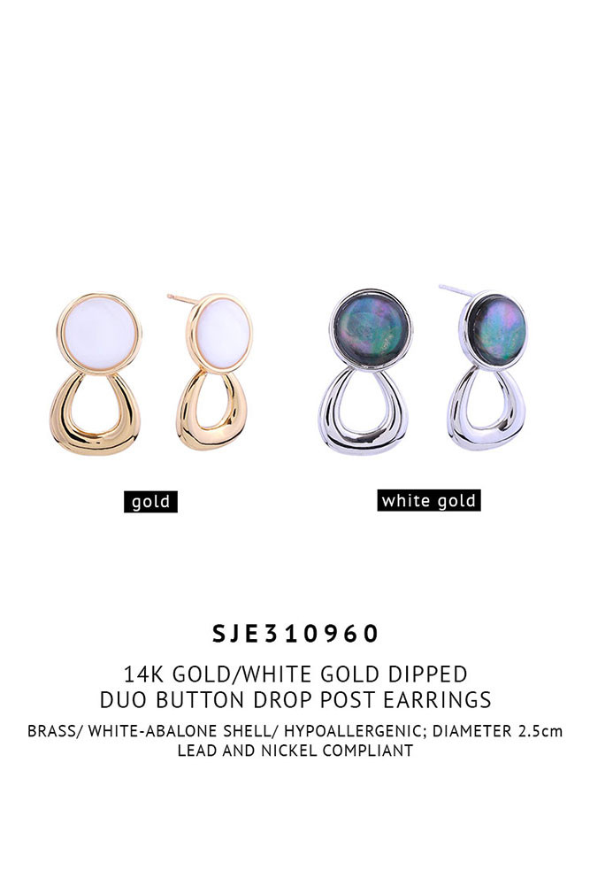 Women's 14K Gold Dipped Duo Button Drop Stud Earrings — earrings photo 2