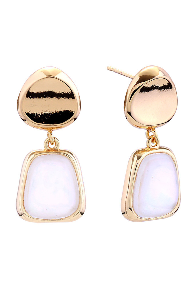 Women's 14K Gold Dipped Button Double Drop Stud Earrings in Gold