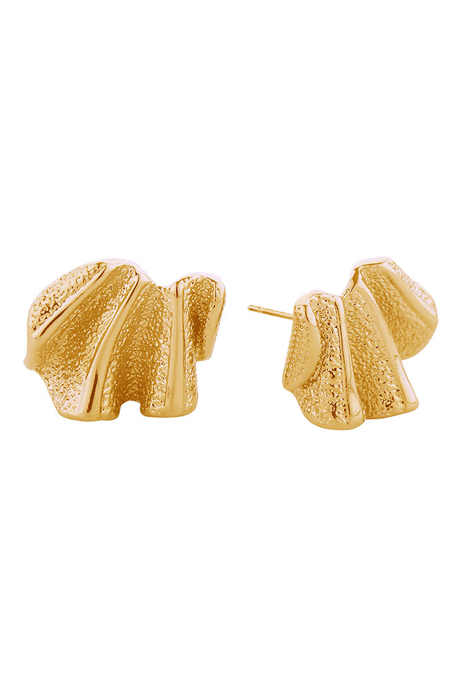 Women's 14K Gold Dipped Glitter Texture Crumble Stud Earrings by BURACQ