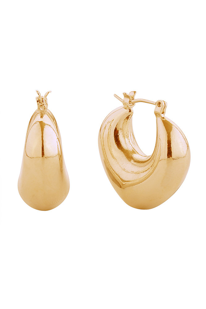 Women's 14K Gold Dipped Puffed Hoop Earrings in Gold