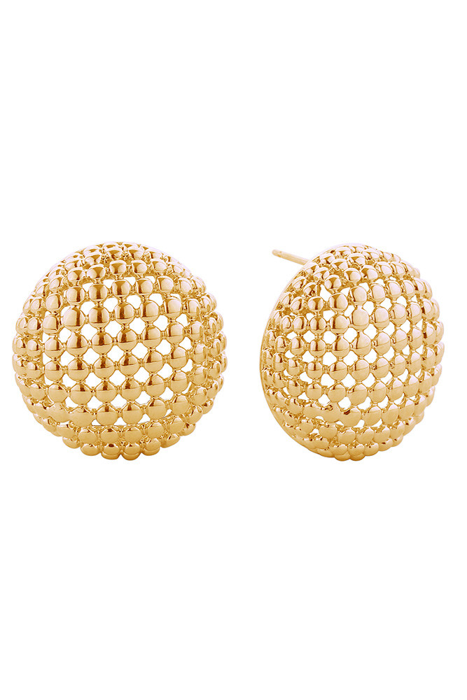 Women's 14K Gold Dipped Beaded Circle Stud Earrings in Gold