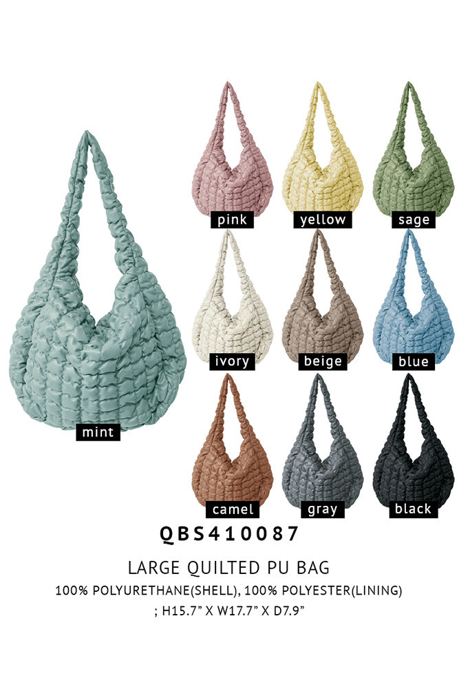 Women's Solid Large Quilted PU Bag — bag photo 2