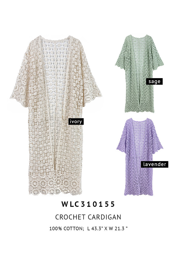 Women's Solid Crochet Cardigan by BURACQ