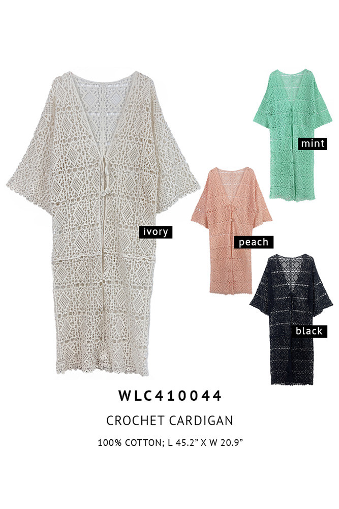 Women's Solid Crochet Cardigan by BURACQ