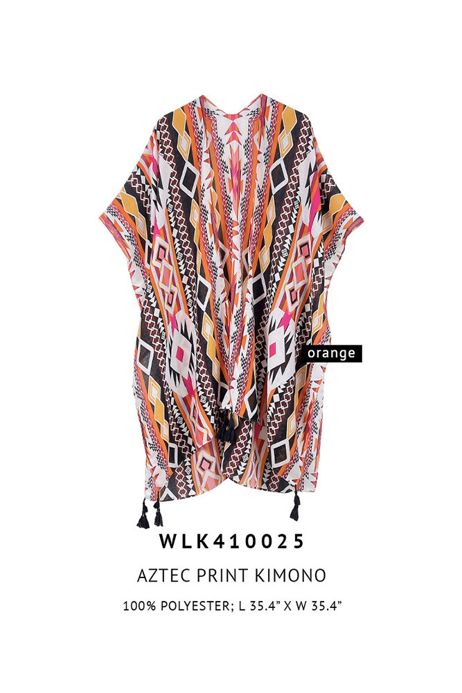 Women's Aztec Print Tassel Kimono — kimono photo 7