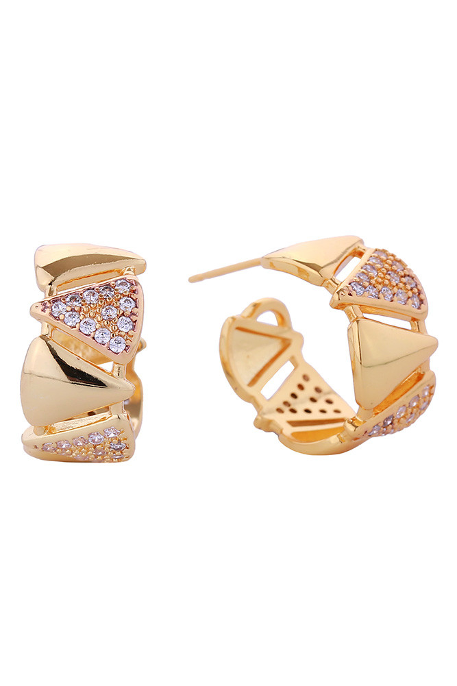 Women's 14K Gold Dipped Triangle Pave CZ Stud Earrings by BURACQ