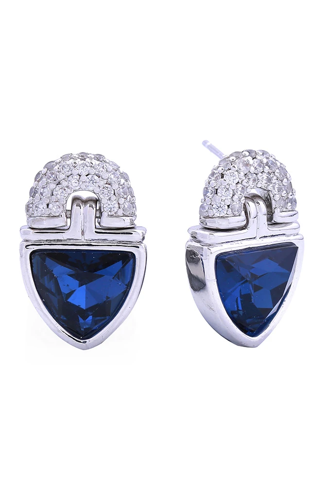 Women's 14K Gold Dipped Mystic Stone Pave CZ Stud Earrings by BURACQ