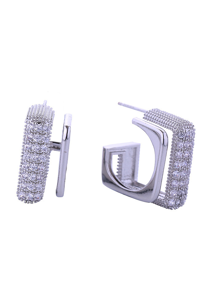 Women's 14K Gold Dipped Bold Square Pave CZ Stud Earrings by BURACQ