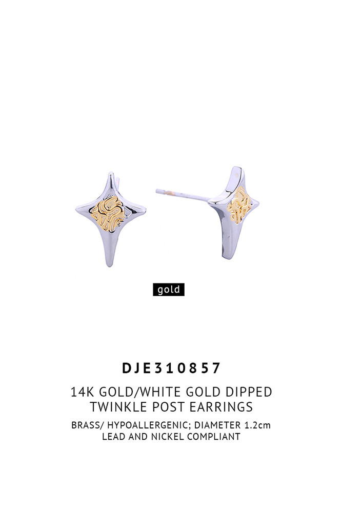 Women's 14K Gold Dipped Twinkle Star Stud Earrings — earrings photo 2