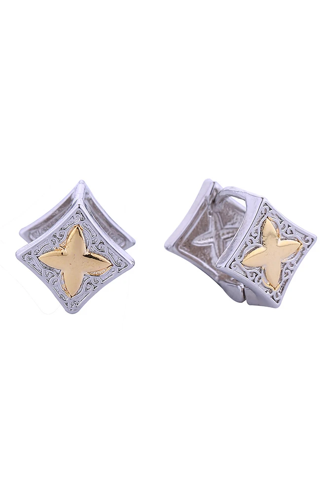 Women's 14K Gold Dipped Clover Leaf Huggie Earrings in Gold by BURACQ
