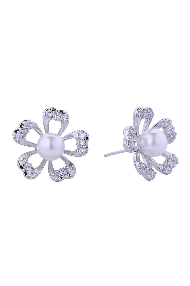 Women's 14K Gold Dipped Petals Pearl Stud Earrings by BURACQ