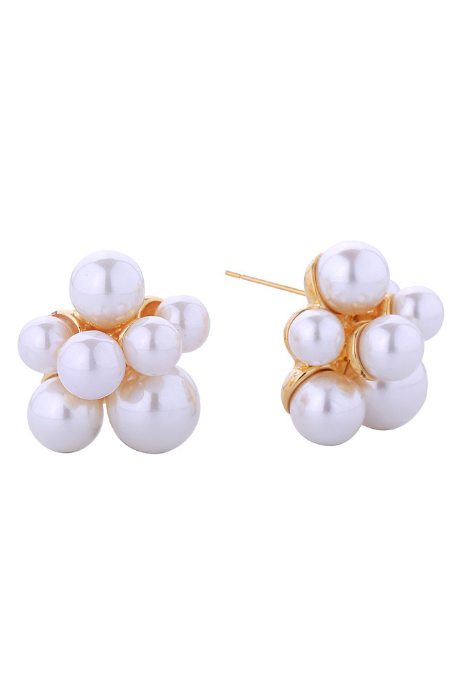 Women's 14K Gold Dipped Pearl Cluster Stud Earrings in Gold