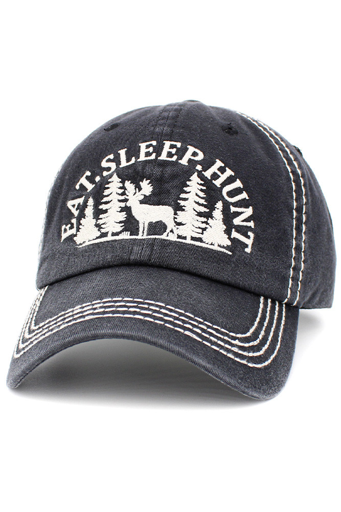 Women's Eat Sleep Hunt Vintage Baseball Cap in Black