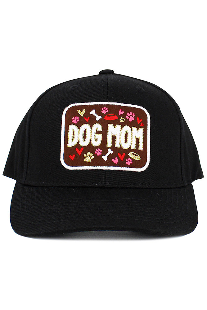 Women's Dog Mom Washed Vintage Baseball Cap in Black