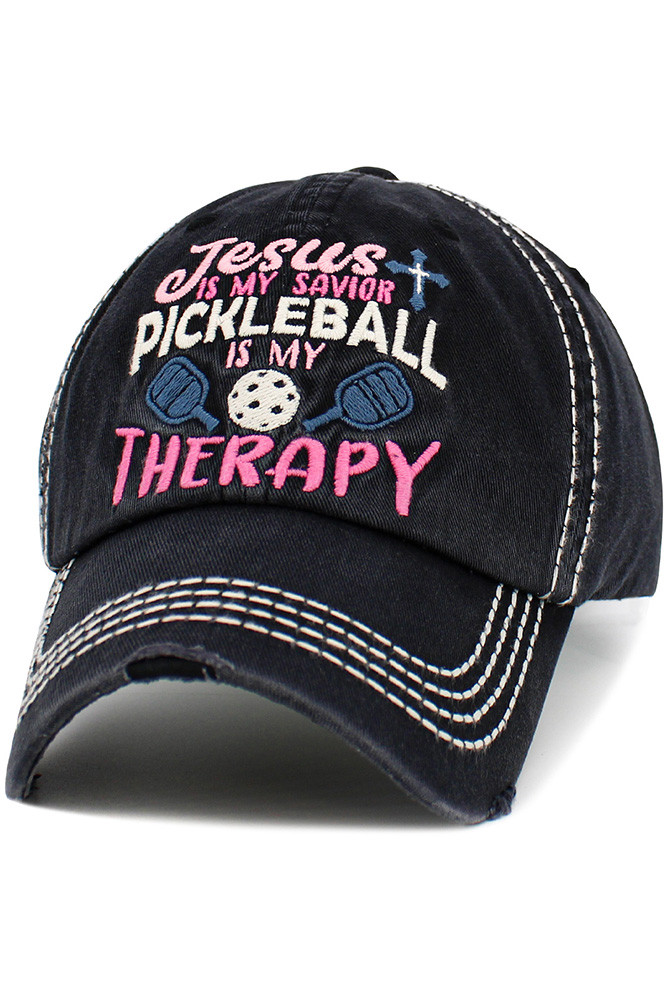 Women's Jesus Is My Savior Pickleball Vintage Baseball Cap in Black