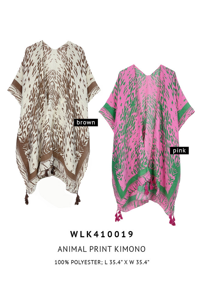 Women's Animal Print Tassel Kimono — kimono photo 2