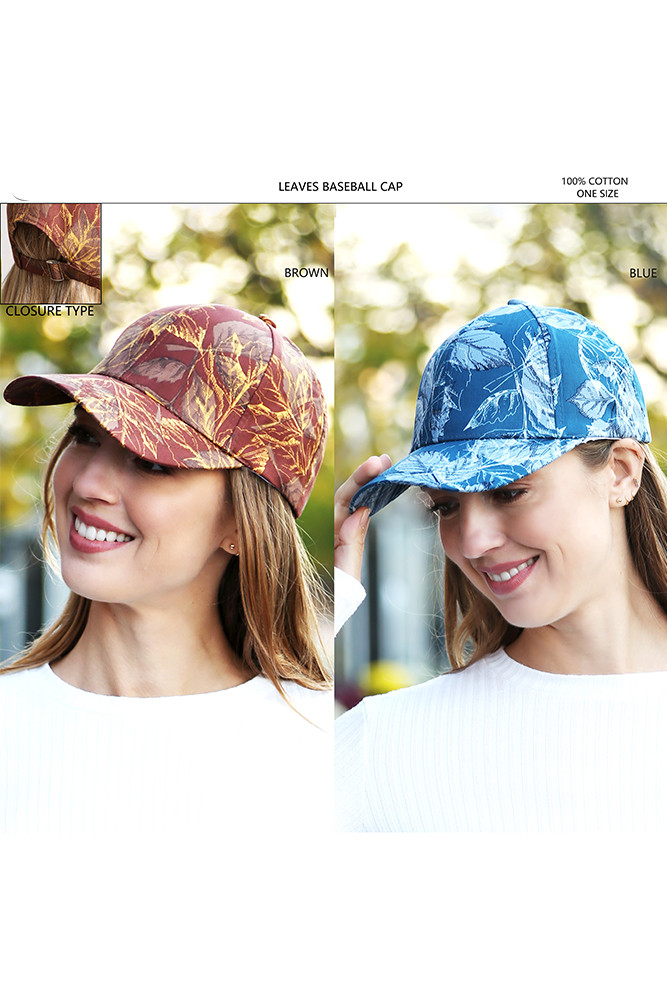 Women's Leaves Print Baseball Cap — baseball cap photo 3