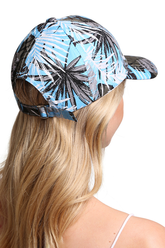 Women's Leaves Print Baseball Cap in Blue