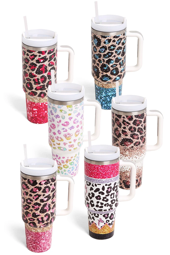 Leopard Multi Print 40 oz Tumbler with Handle by BURACQ