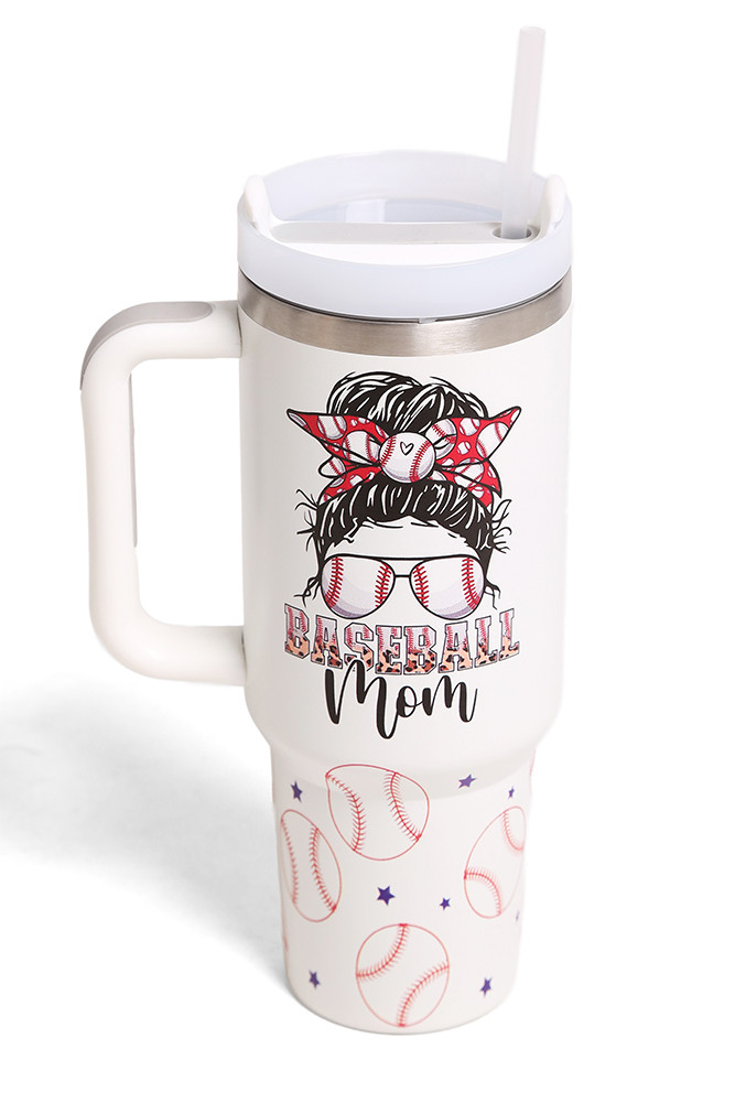 Sports Mom 40 oz Tumbler with Handle in Baseball