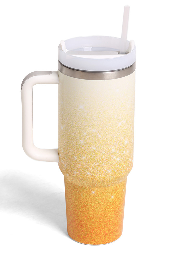 Gradient 40 oz Tumbler with Handle in Mustard