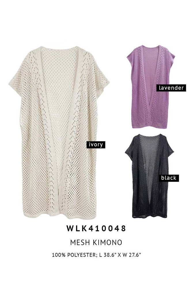 Women's Mesh Solid Kimono — kimono photo 2