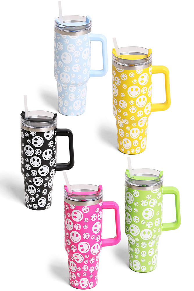 Happy Face 40 oz Tumbler with Handle by BURACQ