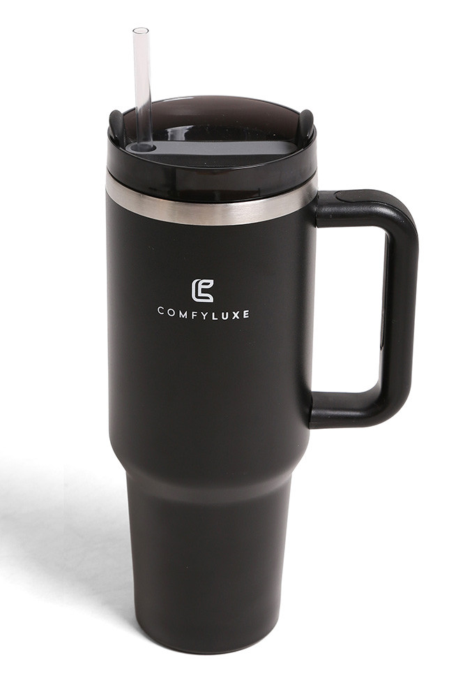 Solid 40 oz Tumbler with Handle in Black