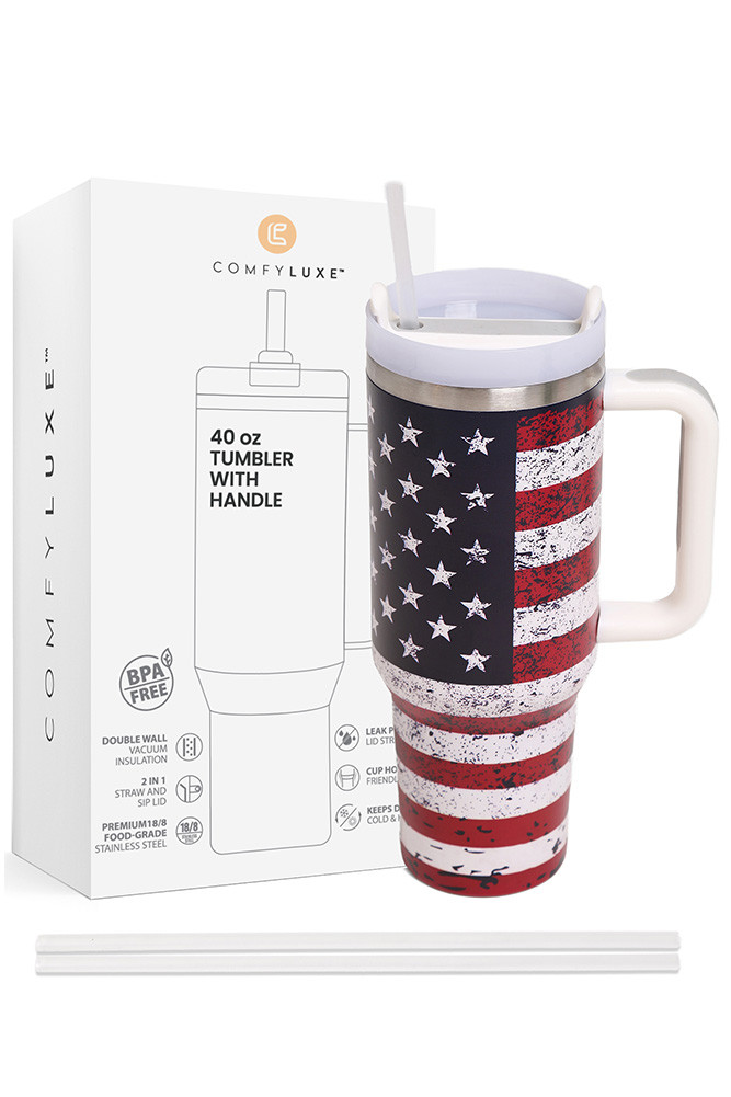 American Flag 40 oz Tumbler with Handle — tumbler photo 3