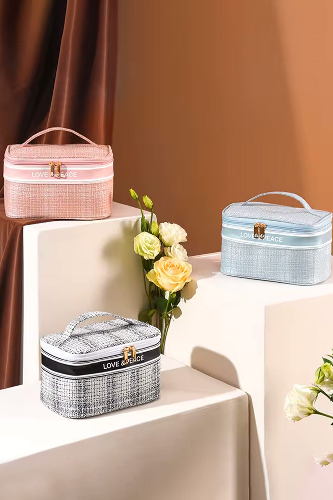 Women's Love & Peace Handle Cosmetic Bag by BURACQ