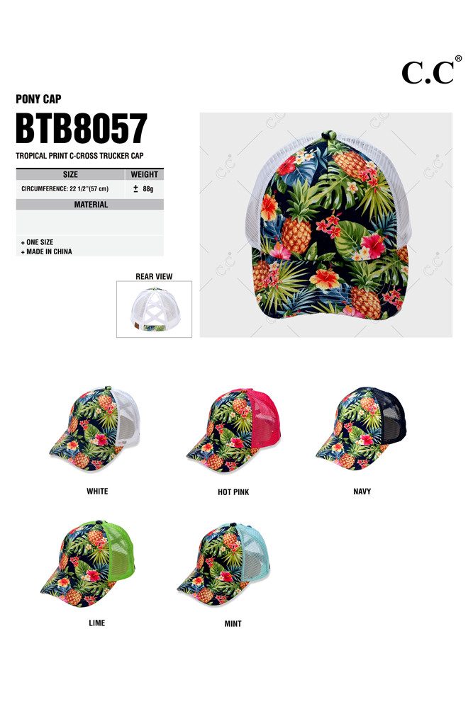 Women's Tropical Cross Band Mesh Back Trucker Cap — trucker hat photo 2
