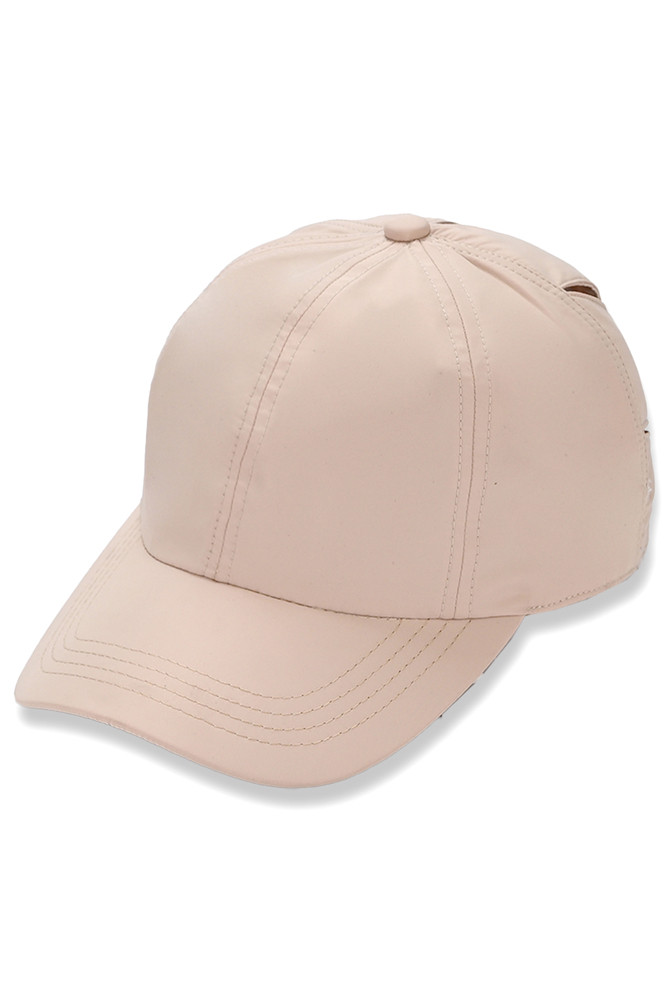 Women's Sunshine Multi Opening Baseball Ponytail Cap in Beige