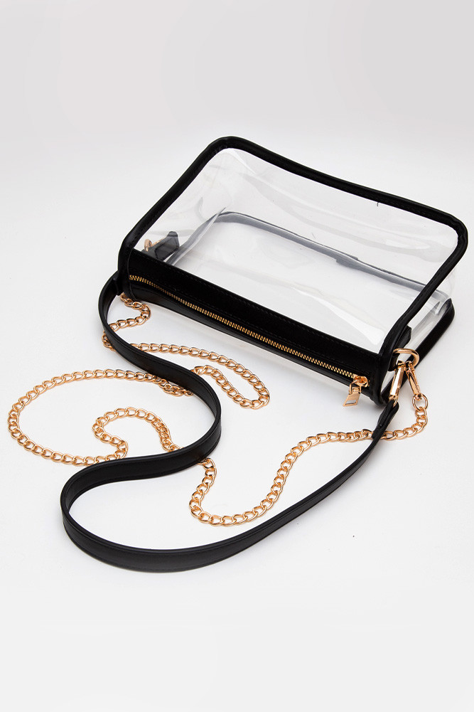 Women's Clear Rectangle Stadium Concert Crossbody Bag in Black