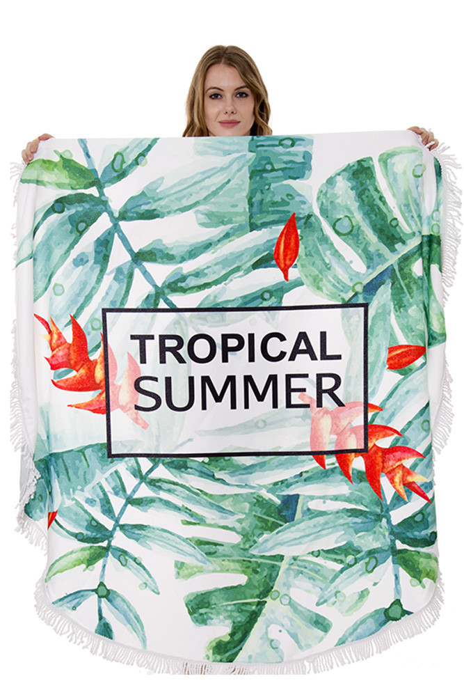 Tropical Summer Print Round Beach Towel — beach towel photo 3