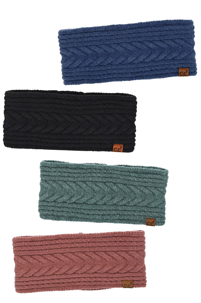 Women's Cable Knit Lining Headwrap Winter Headband by BURACQ