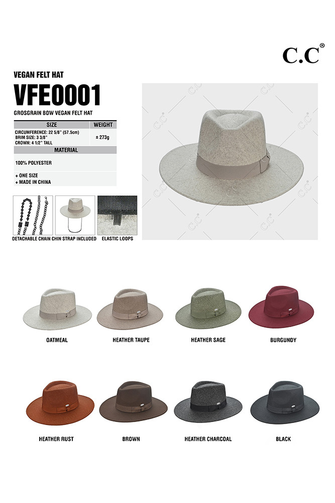 Women's Grosgrain Bow Vegan Felt Panama Hat — Panama hat photo 2