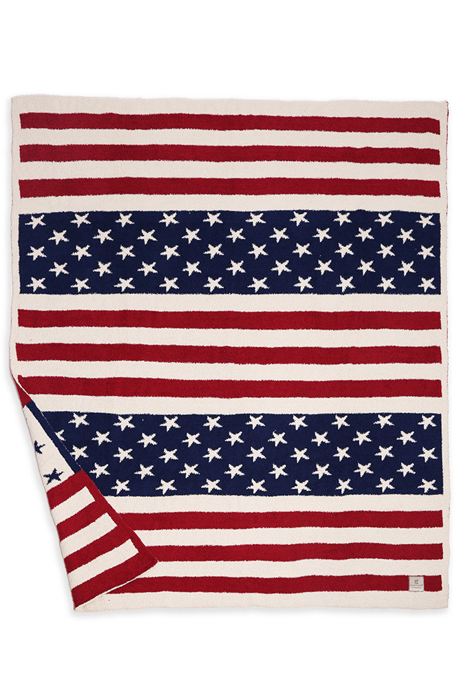 American Flag Throw Blanket for Couch and Bed in Red Navy