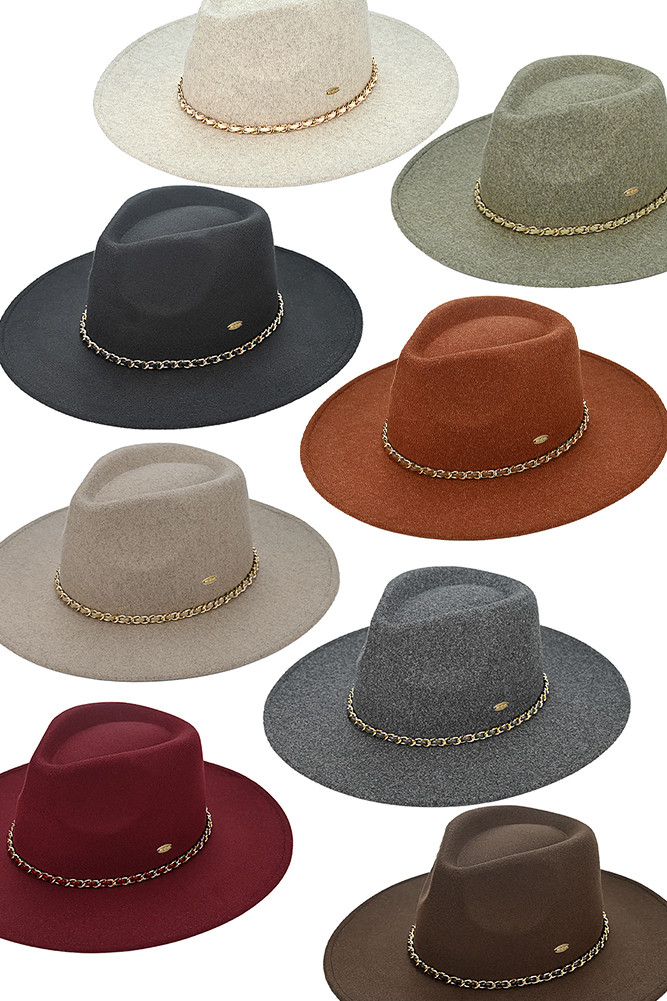 Women's Chain Trim Band Vegan Felt Panama Hat by BURACQ