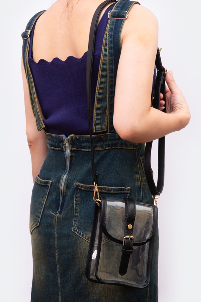 Women's Clear Crossbody Stadium Concert Transparent Bag in Black
