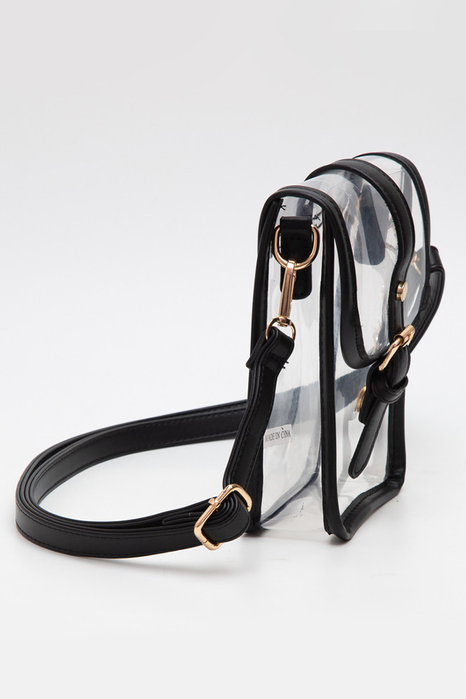 Women's Clear Crossbody Stadium Concert Transparent Bag in Black