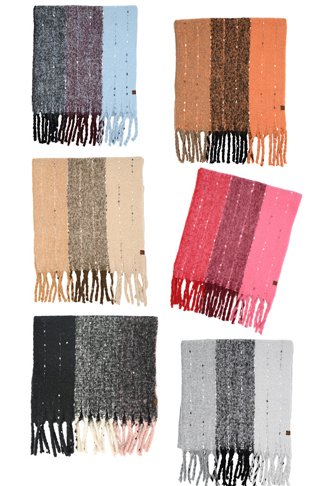 Women's Vertical Multi Color Wide Stripe Woven Scarf by BURACQ