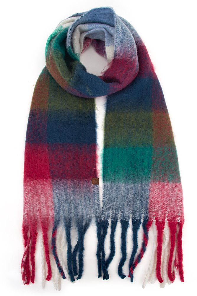 Women's Multi Color Check Pattern Woven Scarf — scarf photo 6