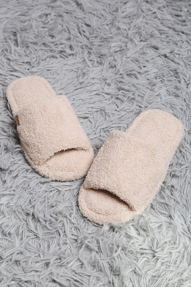Women's Solid Open-Toe Winter Slippers — slippers photo 3