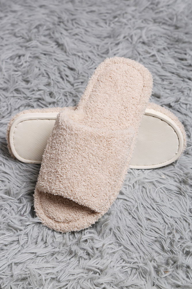 Women's Solid Open-Toe Winter Slippers — slippers photo 4