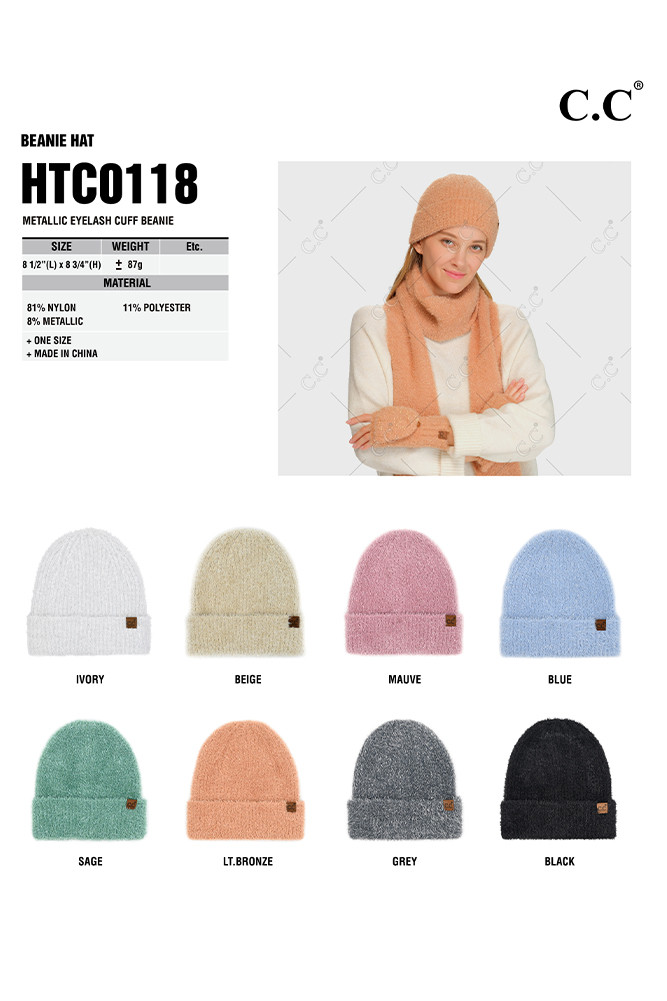 Women's Metallic Eyelash Cuff Solid Beanie Winter Hat — beanie photo 2