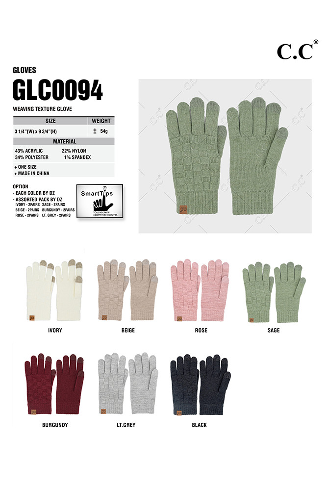 Women's Weaving Texture Knit Solid Winter Glove — gloves photo 2