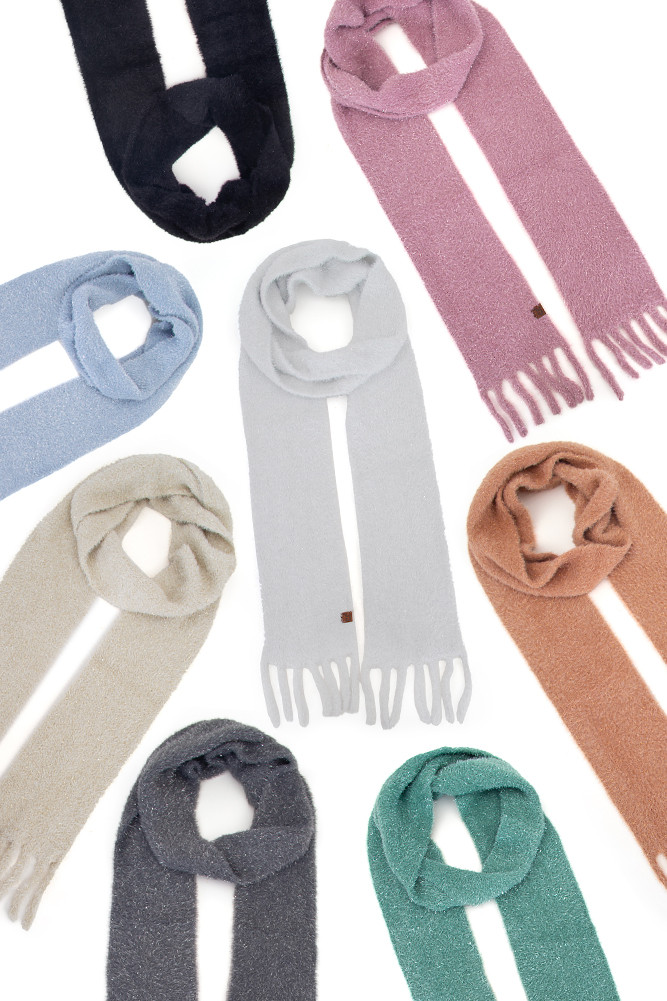 Women's Metallic Eyelash Solid Winter Scarf by BURACQ